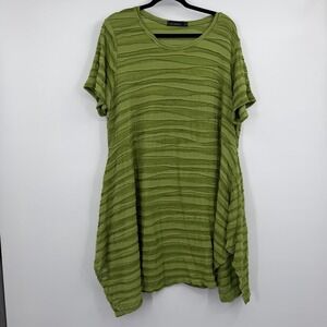 Cutloose Dress Womens 3X Green Trapeze Swing Knee Length Scoop Neck Knit